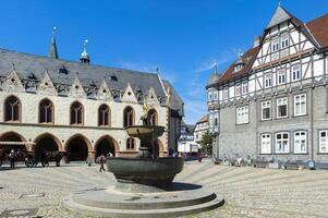 goslar, Tyskland, 2015, halv timrad hus, goslar, harz, lägre Sachsen, Tyskland, unesco värld arv webbplats foto