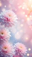 ai genererad rosa krysantemum blommor på bokeh bakgrund foto