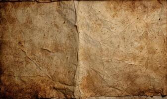 ai genererad gammal brun papper årgång textur bakgrund med fläckar foto