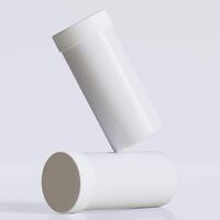 3d tolkning av uppsättning för medicinsk piller flaskor vit Färg realistisk textur foto