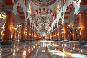 ai genererad skön moské mot en ren lugn och gudomlig atmosfär professionell fotografi foto