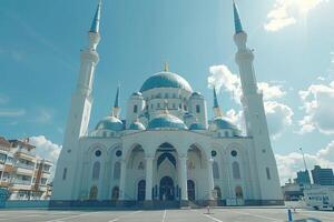 ai genererad skön moské mot en ren lugn och gudomlig atmosfär professionell fotografi foto