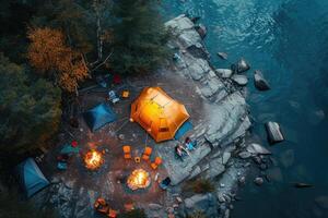 ai genererad camping frihet i de natur och har roligt med vår vild blommor se foto