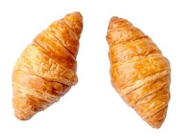 topp se av franska croissanter isolerat på vit bakgrund med klippning väg foto