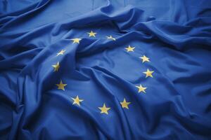 ai genererad vinka europeisk union flagga, stänga upp av europeisk flagga foto