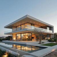ai genererad skön modern villa i minimalistisk stil foto