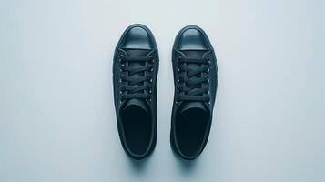 ai genererad svart duk skor isolerat på platt vit bakgrund med kopia Plats för annons. generativ ai foto