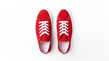 ai genererad röd gymnastikskor skor isolerat på vit bakgrund med kopia Plats för annons. generativ ai foto