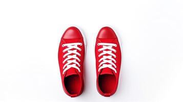 ai genererad röd gymnastikskor skor isolerat på vit bakgrund med kopia Plats för annons. generativ ai foto