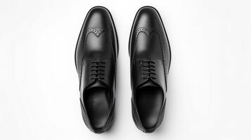 ai genererad träkol brogues skor isolerat på vit bakgrund med kopia Plats för annons foto