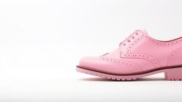 ai genererad rosa brogues skor isolerat på vit bakgrund med kopia Plats för annons foto