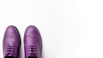 ai genererad lila brogues skor isolerat på vit bakgrund med kopia Plats för annons foto