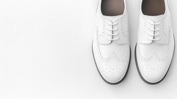 ai genererad vit brogues skor isolerat på vit bakgrund med kopia Plats för annons foto