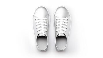 ai genererad silver- espadrilles skor isolerat på vit bakgrund med kopia Plats för annons. generativ ai foto