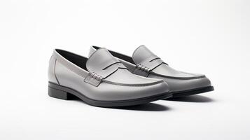ai genererad grå loafers skor isolerat på vit bakgrund med kopia Plats för annons. generativ ai foto