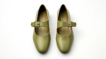 ai genererad oliv mary janes skor isolerat på vit bakgrund med kopia Plats för annons. generativ ai foto
