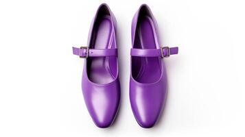 ai genererad violett mary janes skor isolerat på vit bakgrund med kopia Plats för annons. generativ ai foto