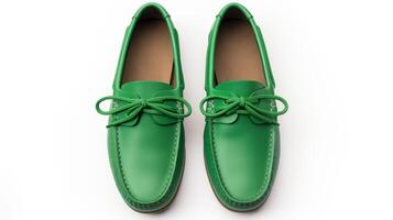 ai genererad grön mockasiner skor isolerat på vit bakgrund med kopia Plats för annons. generativ ai foto