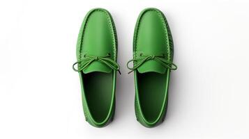 ai genererad grön mockasiner skor isolerat på vit bakgrund med kopia Plats för annons. generativ ai foto