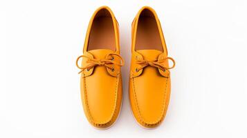 ai genererad orange mockasiner skor isolerat på vit bakgrund med kopia Plats för annons. generativ ai foto