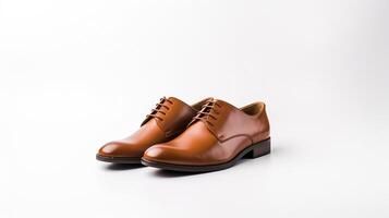 ai genererad brun oxfords skor isolerat på vit bakgrund med kopia Plats för annons. generativ ai foto