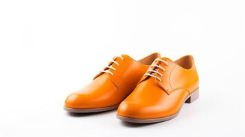 ai genererad orange oxfords skor isolerat på vit bakgrund med kopia Plats för annons. generativ ai foto