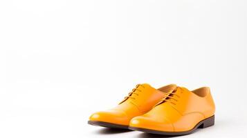 ai genererad orange oxfords skor isolerat på vit bakgrund med kopia Plats för annons. generativ ai foto