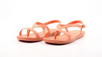 ai genererad persika sandaler skor isolerat på vit bakgrund med kopia Plats för annons. generativ ai foto
