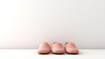 ai genererad persika tofflor skor isolerat på vit bakgrund med kopia Plats för annons. generativ ai foto