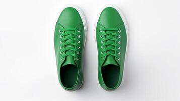 ai genererad grön gymnastikskor skor isolerat på vit bakgrund med kopia Plats för annons. generativ ai foto