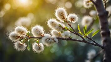 ai genererad fluffig vide gren i natur foto