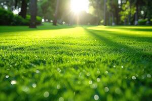 ai genererad utomhus- gräs i bakgård landskaps stil inspiration idéer foto