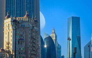 uae, dubai panorama- horisont se av stad stadens centrum foto