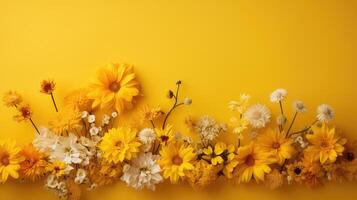 ai genererad tulpan gul bakgrund blommor ai genererad foto