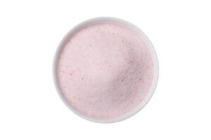 bra rosa himalayan tabell salt i en keramisk skål foto