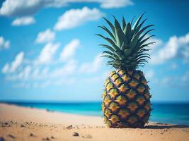 ai genererad ananas tropisk exotisk näring. karibiska avslappning symbol. foto