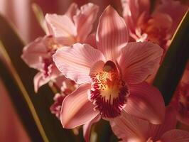 ai genererad en rosa orkide stänga upp Foto. hög kvalitet. ai generativ foto