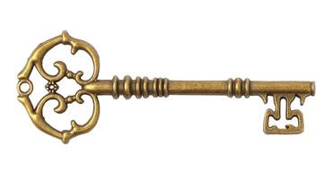 brons årgång nyckel. isolerat på en vit bakgrund. foto