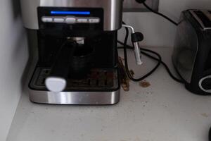 kaffe maskin, stänga upp, smutsig foto