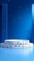 ai genererad elegant blå terrazzo podium för minimalistisk och modern utställning foto