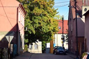 gammal stad byggnader i en små stad. foto