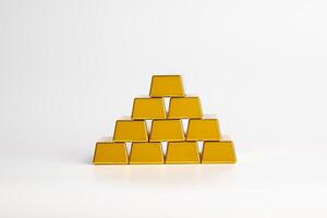 finansiell rikedom företag investering och handel koncept.guld barer eller guld göt stapling. foto