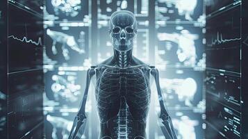 ai genererad perspektiv syn och artificiell intelligens i sjukvård, visa upp de analys av röntgenstrålar eller diagnos av sjukdomar med utan motstycke noggrannhet. foto