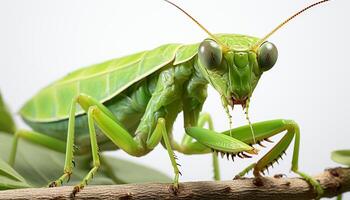 ai genererad små insekt på grön blad, stänga upp, natur skön makro genererad förbi ai foto