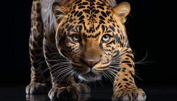 ai genererad majestätisk bengal tiger stirrande, vild skönhet i natur reflexion genererad förbi ai foto