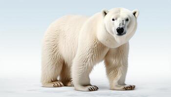 ai genererad söt arktisk däggdjur gående på snö, ser på kamera genererad förbi ai foto
