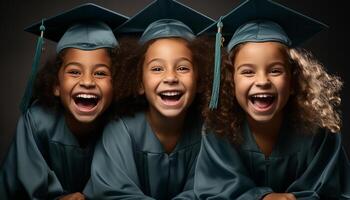 ai genererad leende utbildning ger lycka, Framgång, och glädje till barndom genererad förbi ai foto