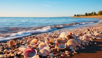 ai genererad sommar semester lugn vattnen, sandig kustlinjer, och tropisk skönhet genererad förbi ai foto