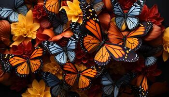 ai genererad vibrerande färgad fjäril, natur gåva, flygande med elegans genererad förbi ai foto