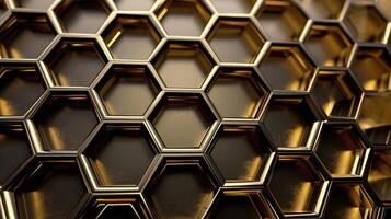 ai genererad trogen metallisk hexagonal bakgrund utstrålar modern raffinemang och industriell elegans. ai genererad. foto